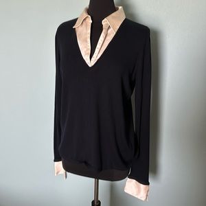 Lauren Ralph Lauren Silk Collar Cashmere Sweater